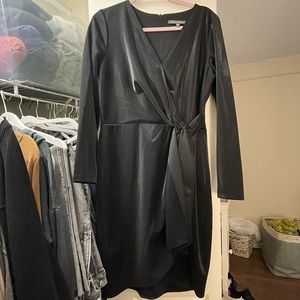Metallic black wrap dress